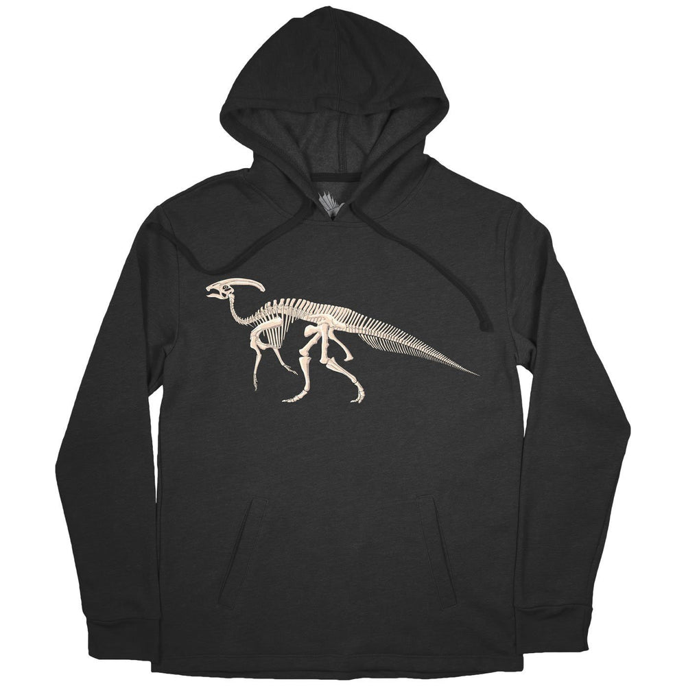 Parasaurolophus Bonebed™ Adult Dinosaur Hoodie Heather Black - Permia