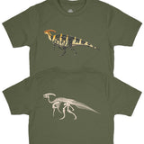 Parasaurolophus Fossil Fusion™ Kids Dinosaur T-Shirt Military Green - Permia