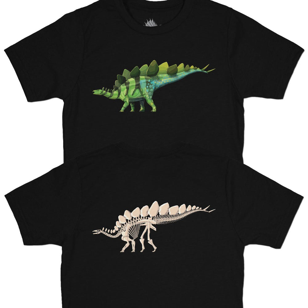 Stegosaurus Fossil Fusion™ Kids Dinosaur T-Shirt Black - Permia