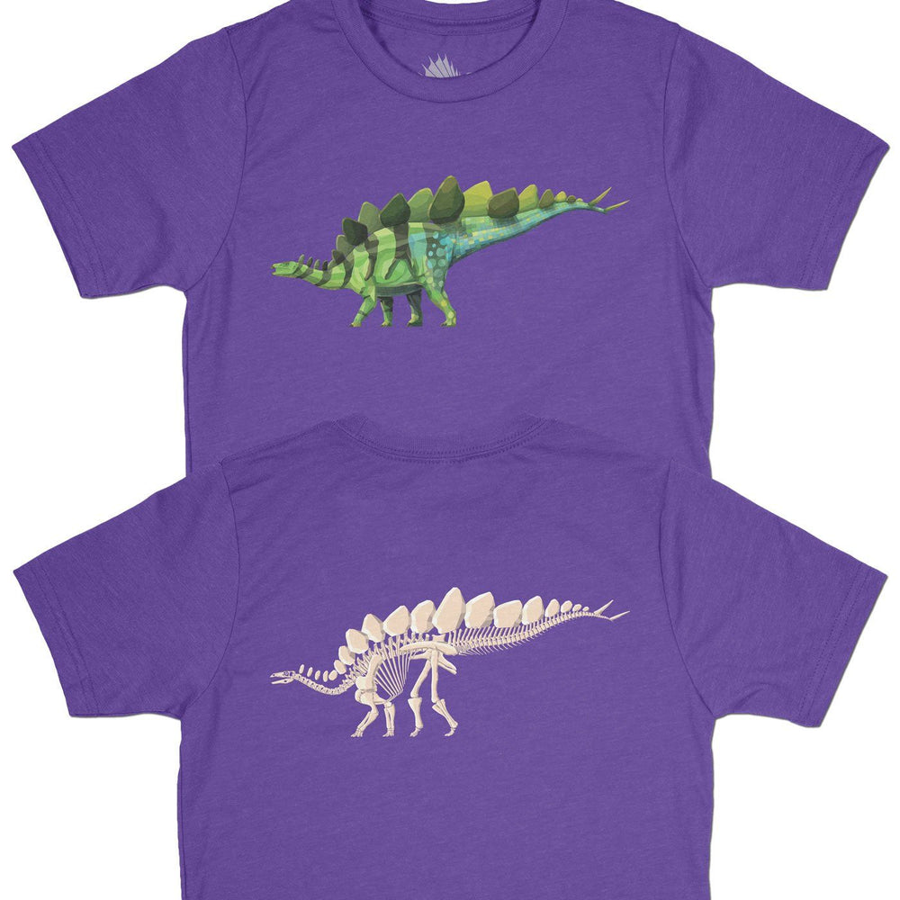 Stegosaurus Fossil Fusion™ Kids Dinosaur T-Shirt Bright Purple - Permia