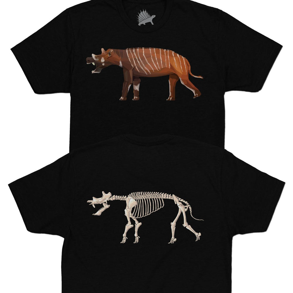 Uintatherium Fossil Fusion™ Adult Mammal T-Shirt Black - Permia