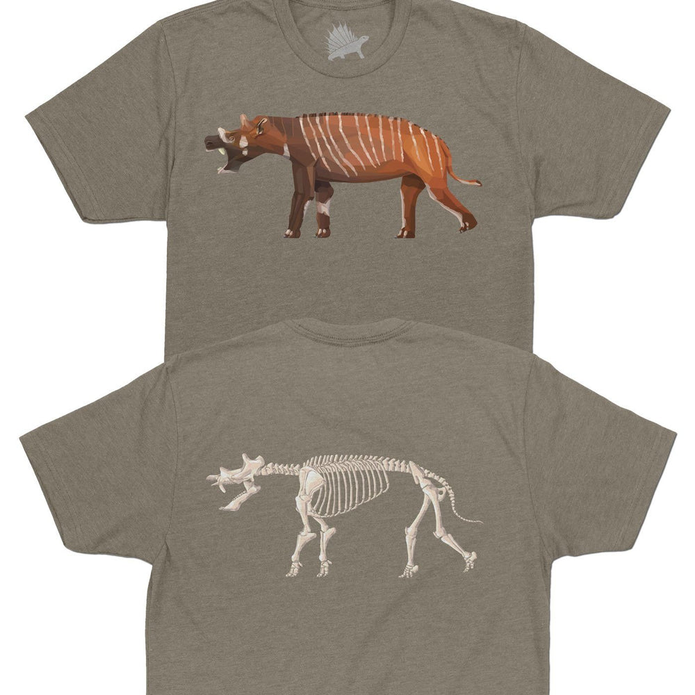 Uintatherium Fossil Fusion™ Adult Mammal T-Shirt Warm Gray - Permia